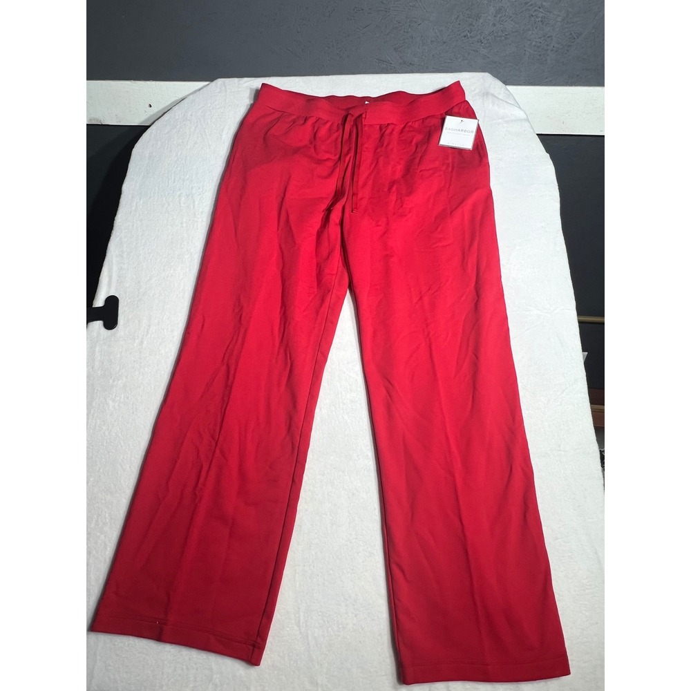 Sag Harbor American Comfort Red Stretch Pants XL S73094 Drawstring Straight Leg